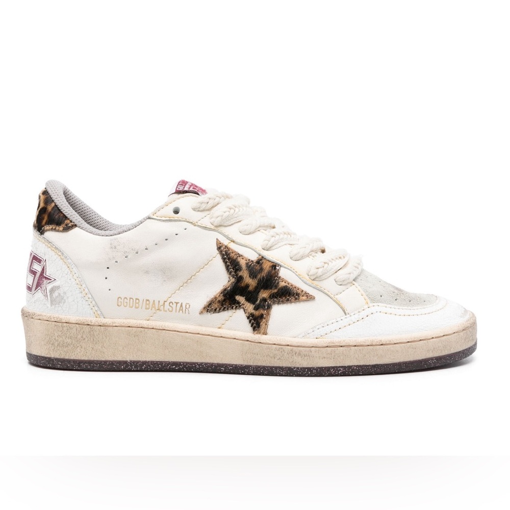 Golden Goose Ball Star White Leopard Women NIB EU 40 US 10